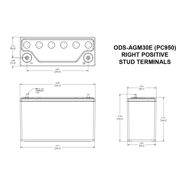 Bateria Odyssey EXTREME ODS-AGM30E PC950 - Imagen 2